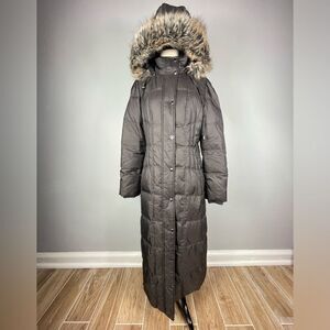 London Fog Down Faux Fur Hooded Puffer Maxi Coat